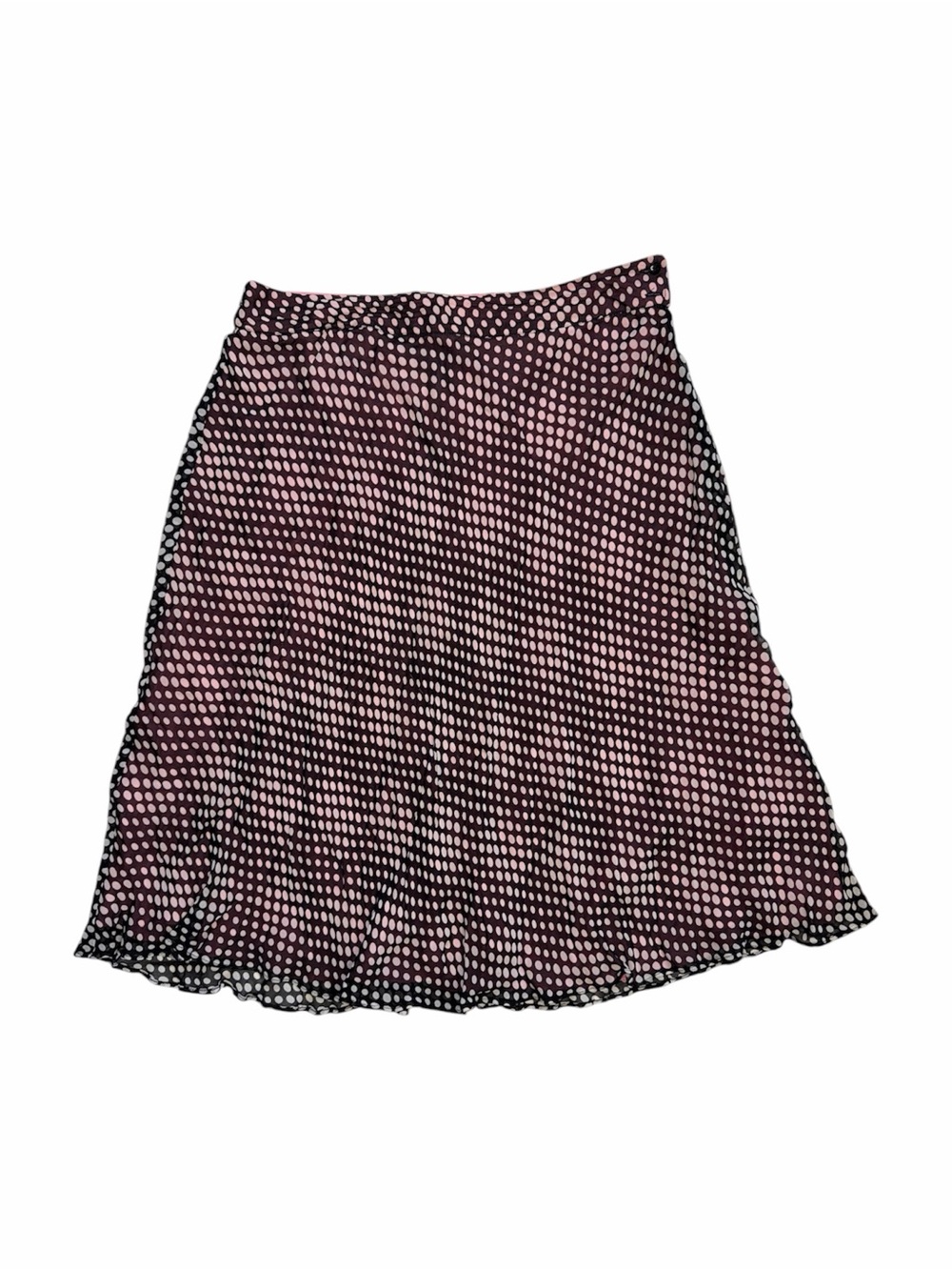 Brown and Pink Polka Dot A-Line Skirt